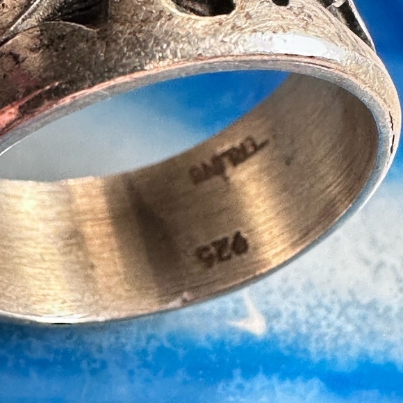 STERLING SILVER BAND RING ABSTRACT DESIGN WEDDING ENGAGEMENT 9’ 6.3g 4030 P - Picture 6 of 10